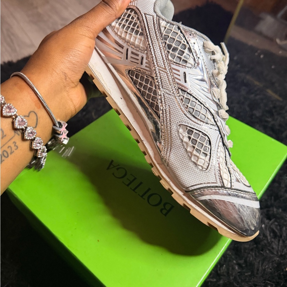 Bottega Veneta Silver and White Women's Sneakers
